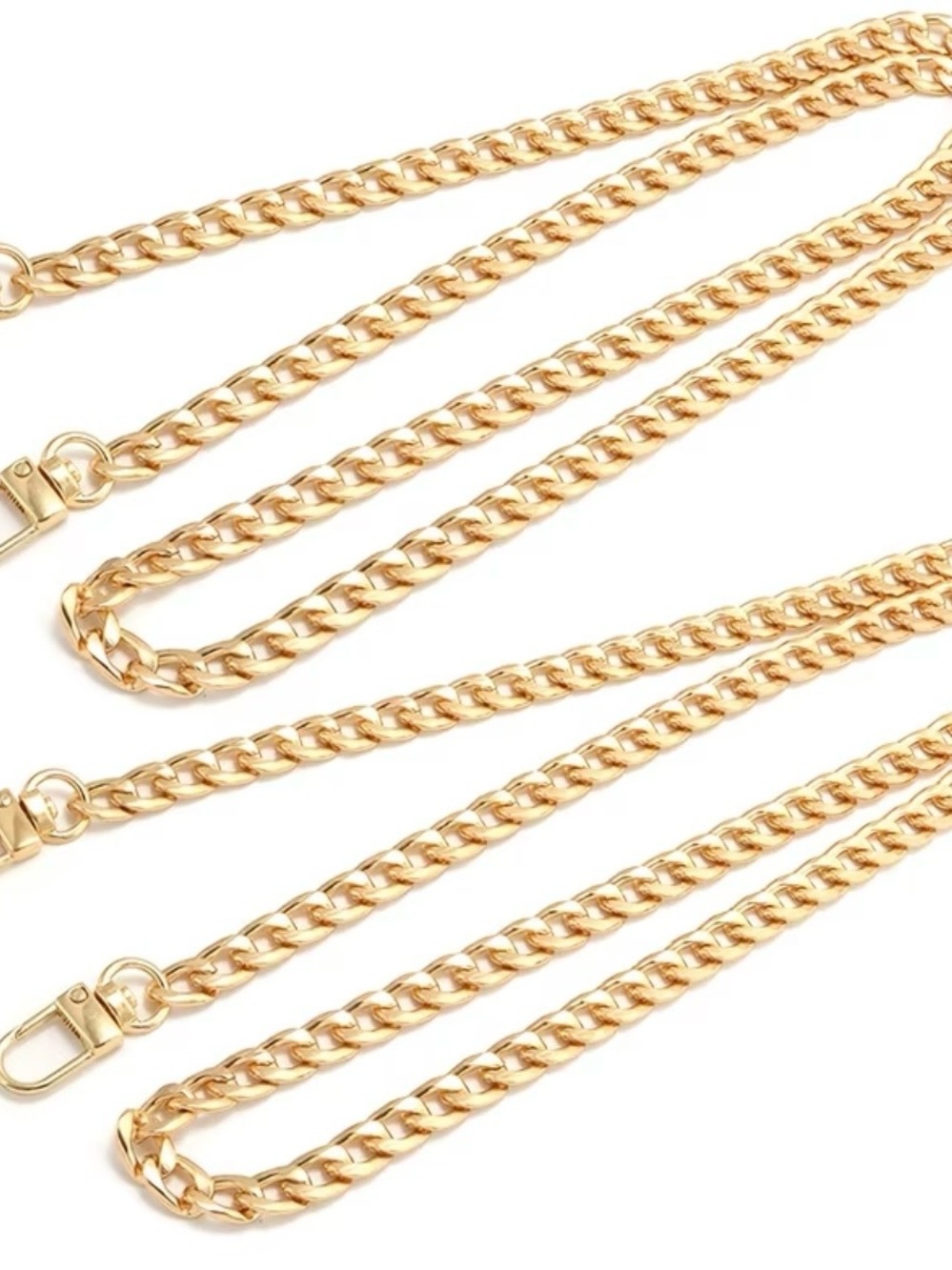 Gold Chain Purse Strap Set of 2 Chinky Curb Link Replacement Handbag Crossbody